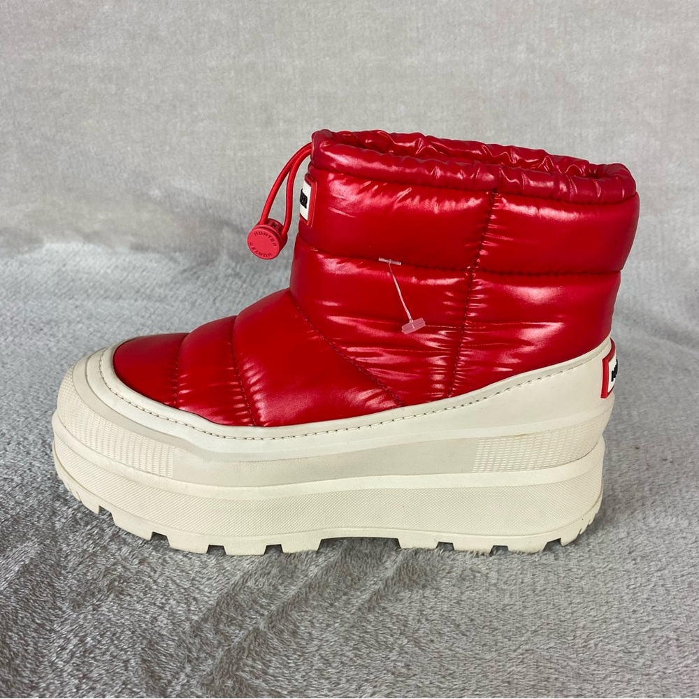 Hunter Amble Bootie Womens Size 5 Red Natural Insulated Waterproof Puffer NEW - Picture 2 of 12